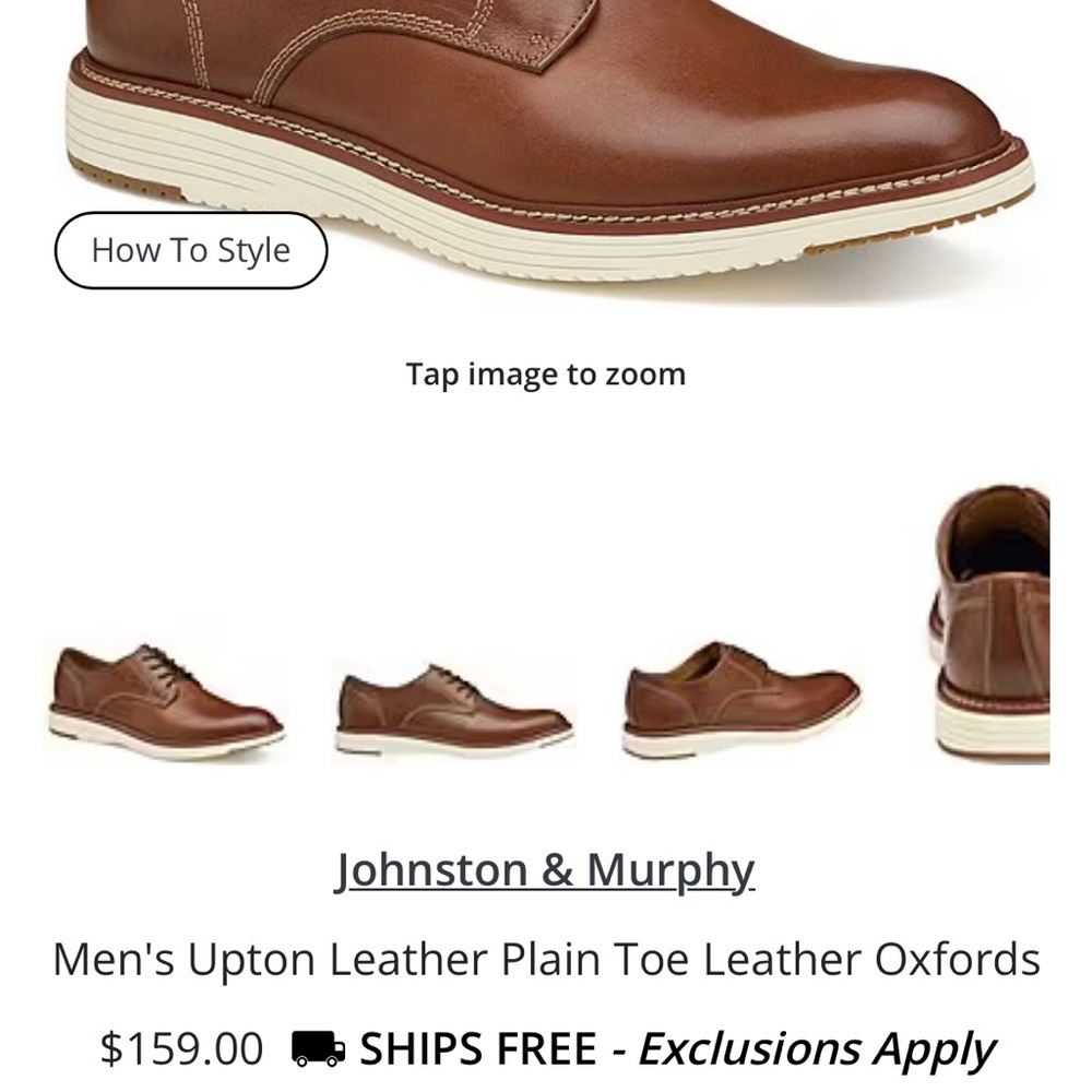 Johnston & Murphy Men's Tan Leather Derbys
